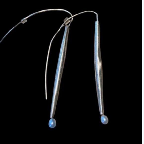 Hand Crafted One of a kind Artist silver smith sterling and pearl earrings - Picture 1 of 15